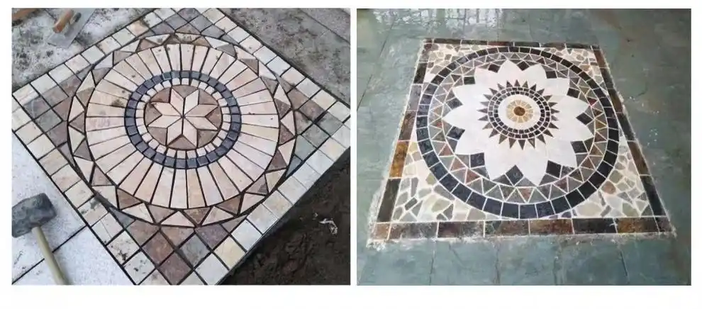 墙地面材料 瓷砖 瓷砖拼花天然地砖仿古户外文化石盘风水别墅室外大唐