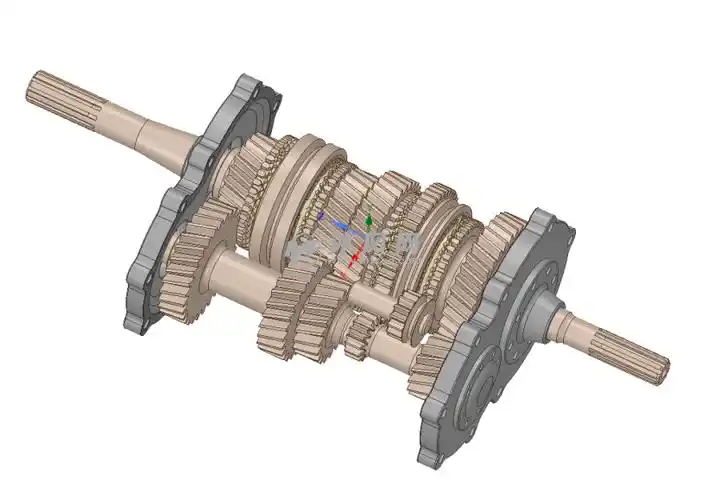 手动变速箱内部齿轮传动细节视图