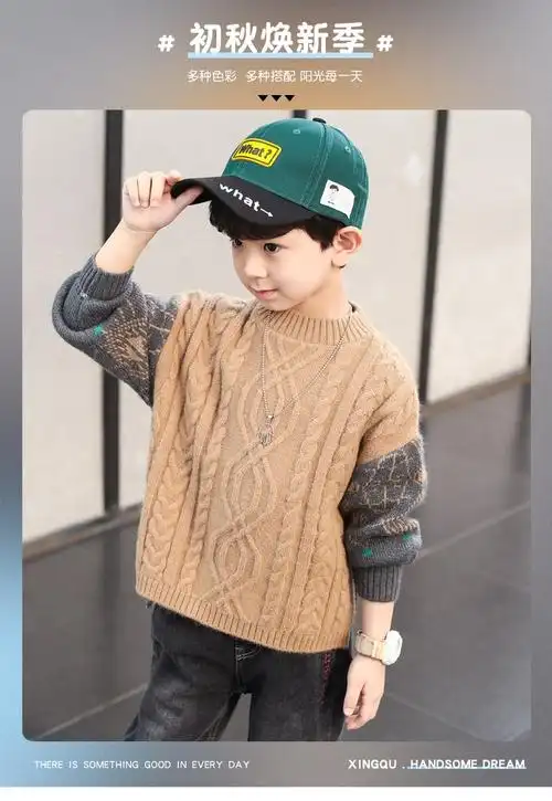 男童加厚毛衣童装男童毛衣2021秋冬装新款儿童套头加绒加厚洋气男孩