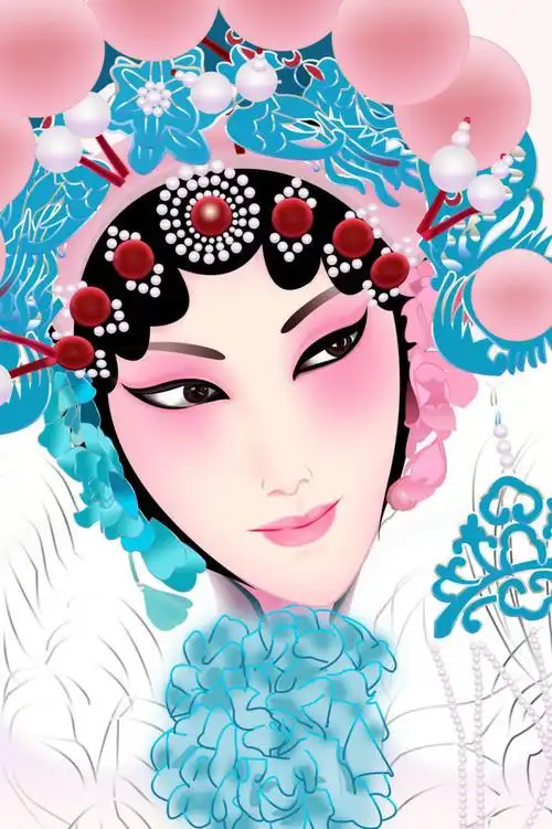 戏剧脸谱 国粹 中国戏曲 矢量京剧人物 花旦脸谱 古装美女 京剧人物