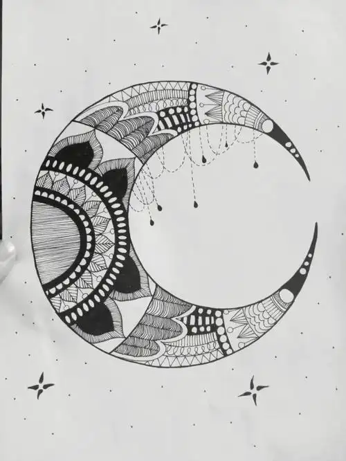 弯月线描画绘画过程