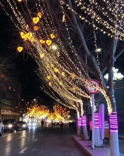 夜晚街景 年味浓浓