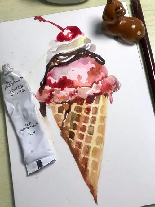 水彩手绘冰淇淋