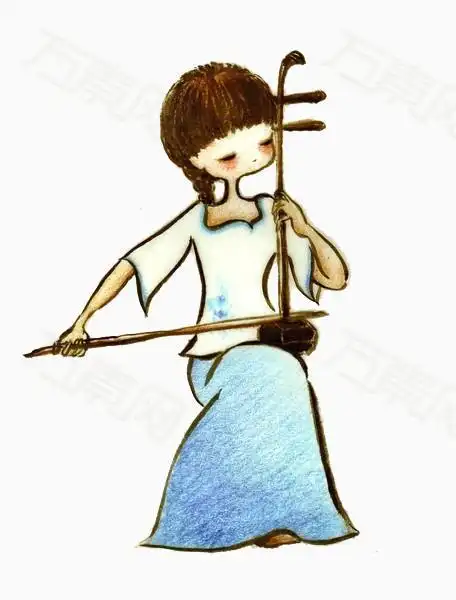 正在拉二胡的小女孩简笔画
