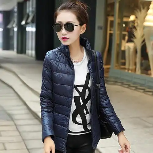 秋冬新款轻薄羽绒服女短款女装立领修身韩版薄款羽绒服女便携外套