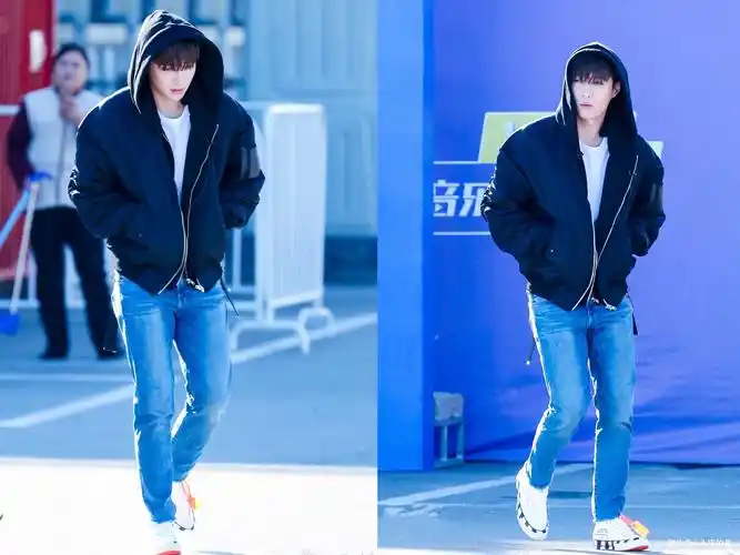 张艺兴大玩反季混搭,大棉袄配破洞牛仔裤,是冷还是热?