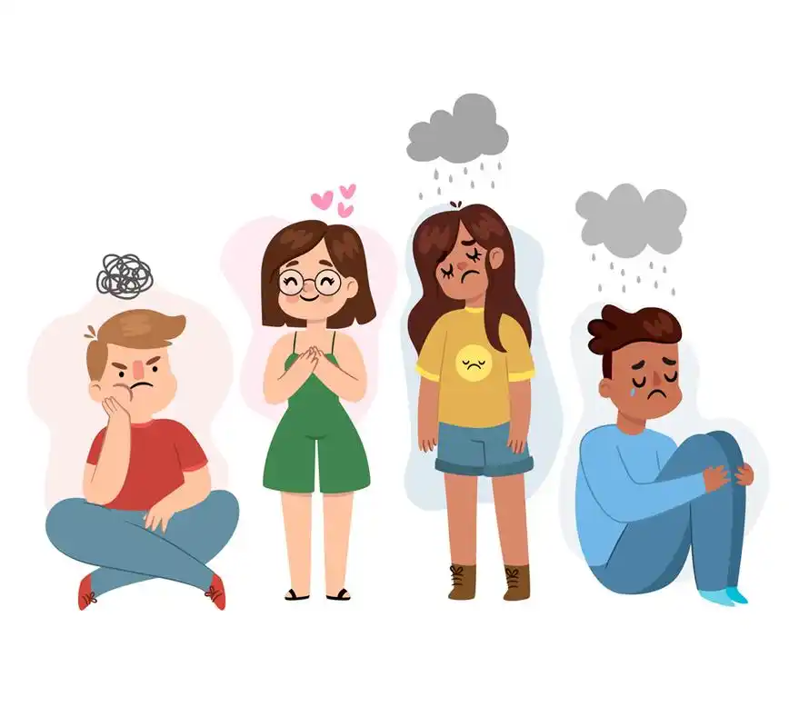 4款创意不同情绪人物设计矢量素材