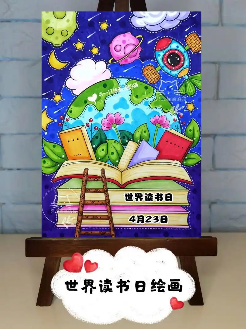 世界读书日绘画 我爱阅读 读书主题画           世界读书日主题画