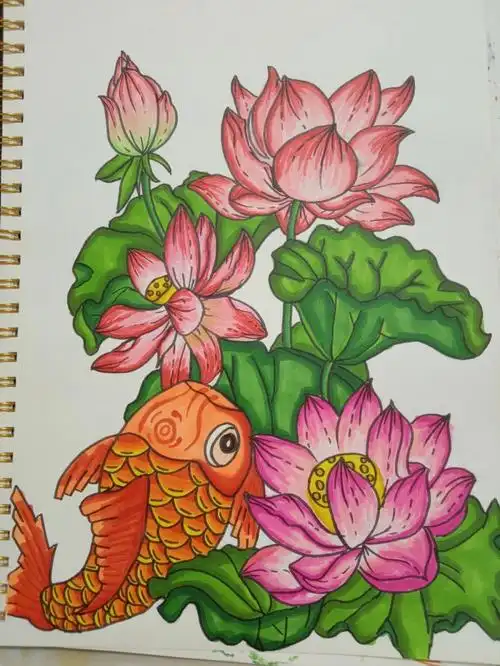 工作无聊到画画#画画  #夏天  #夏日荷花  #画画的日常  #七夕节