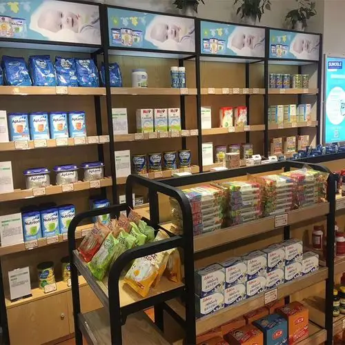 母婴超市货架孕婴儿童用品陈列架带灯箱可调节儿童零辅食食货架