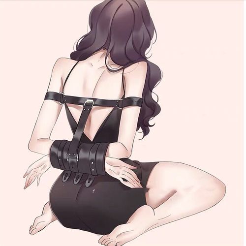 成人用品皮革反背情趣束缚绑手 女用器具黑色手铐外贸批发