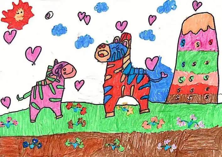 5岁小朋友的作品颜色太梦幻啦78