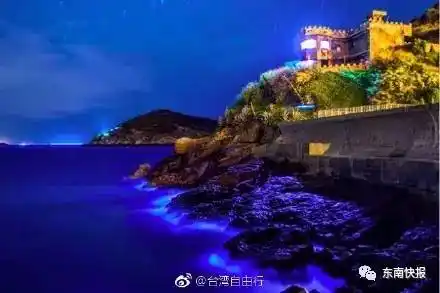 在漆黑的苍穹顶下,据台湾媒体报道,马祖每年4月进入"蓝眼泪"