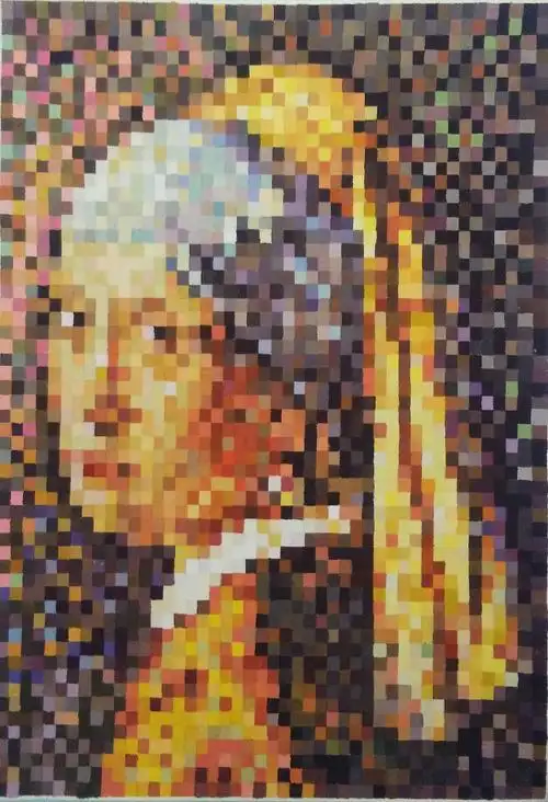 戴珍珠耳环的女孩马赛克