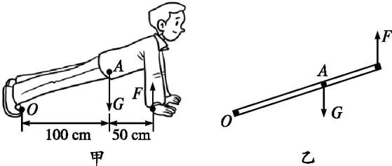 (2017·内蒙古呼和浩特中考)图甲是大刚同学用两手做俯卧撑时的示意图