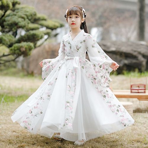 儿童中国风超仙汉服襦裙古装女童唐装樱花公主女孩古风连衣裙秋冬