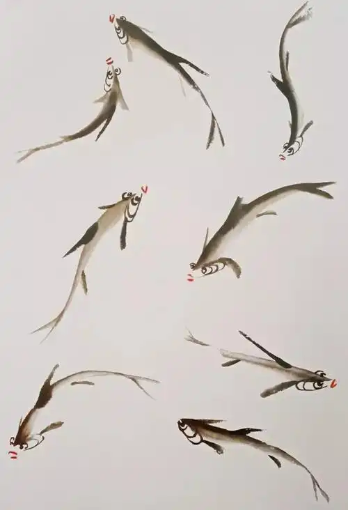 千姿百态画鱼虾国画教程画法步骤