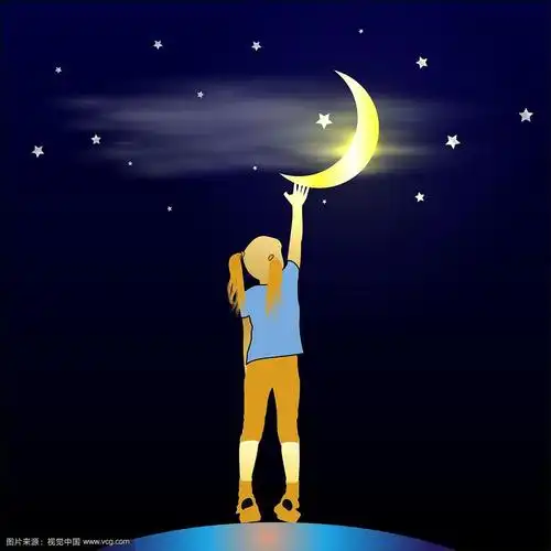 抬头看月亮的女孩