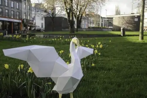 天鹅 几何折纸3d立体纸模型纸雕刻立体构成diy手工创意摆件