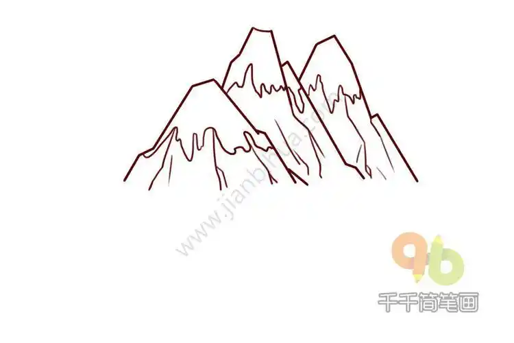 山峰云雾简笔画