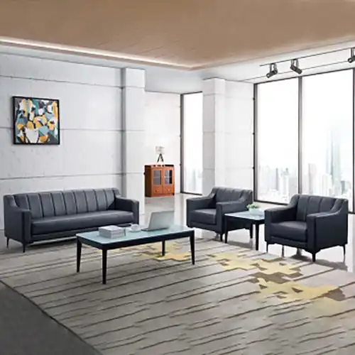 麦格尚大气办公沙发现代简约皮艺办公室商务会客沙发黑色西皮单人位