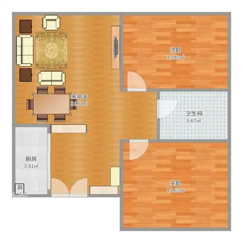 2房一厅一厨一卫一楼梯