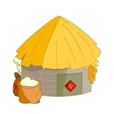 卡通手绘秋天的丰收场景大粮仓元素秋天粮仓