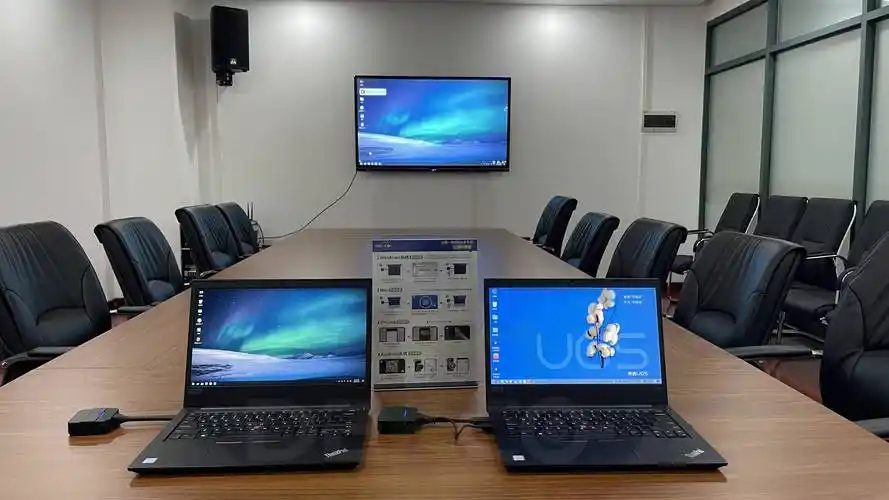 银河麒麟或统信uos系统的笔记本电脑如何投屏到会议室的电视上显示?