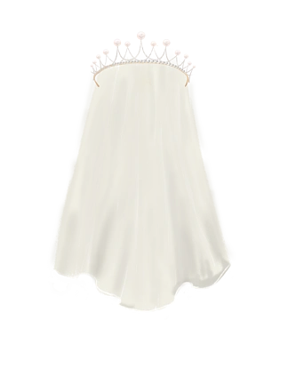 带珍珠水晶王冠的白色婚礼头纱png免抠图