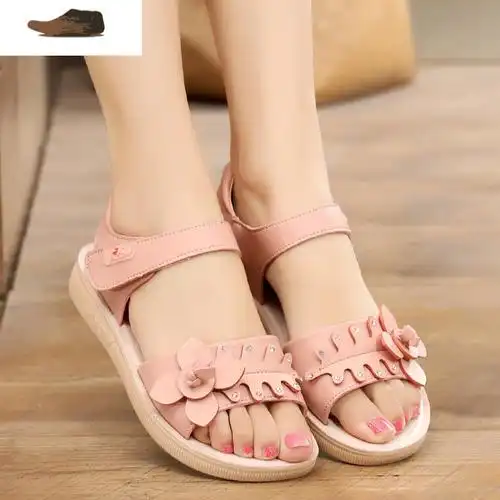 ideamini12夏季大童8新款平底9女童11中学生凉鞋女孩子15岁软底沙滩