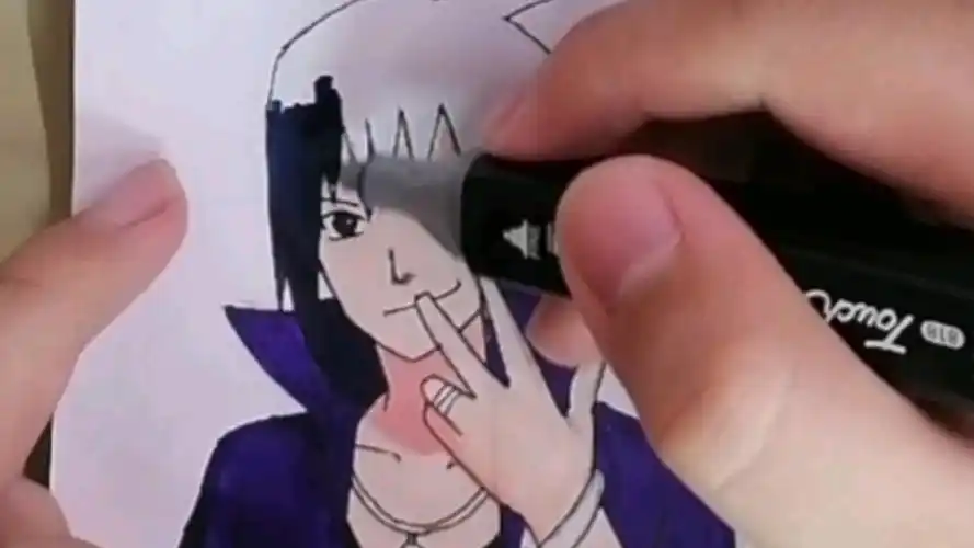 脚把脚教你画佐助90冲万粉给个关注吧