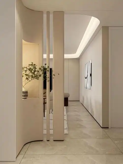 以上两种玄关设计是比较常见的,但对于一些走廊型玄关而言,直接在入户