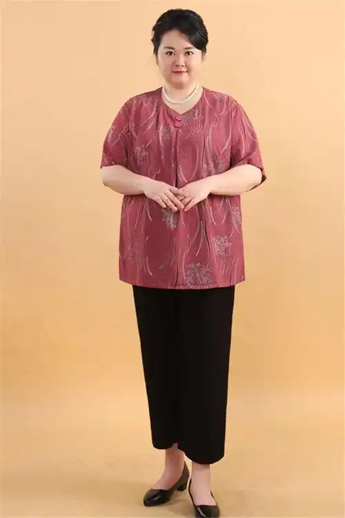 胖妈妈装中老年套装