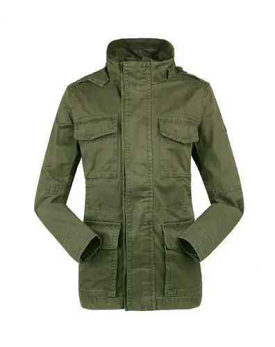 男款军绿色连帽水洗长袖风衣