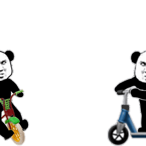 熊猫头骑车相撞 gif 动图_动图_gif_相撞_骑车_熊猫表情