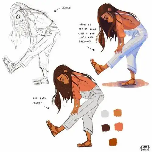 ins插画大神sarafaber笔刷教程下载让你轻松掌握欧美卡通人像