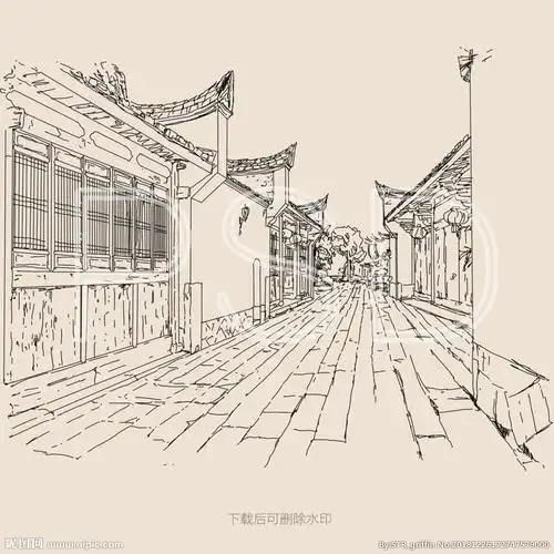 简单好看的小巷简笔画近大远小的简笔画房屋北京巷子简笔画老北京拉洋