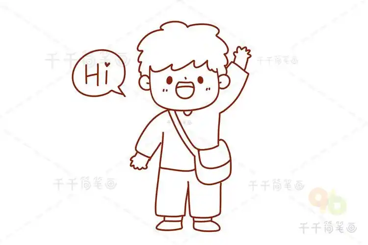 好习惯简笔画有礼貌地打招呼