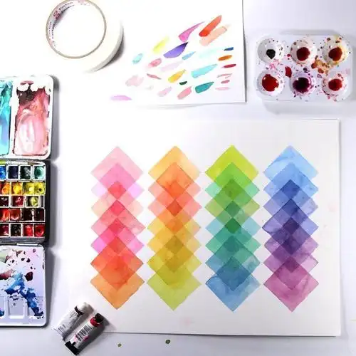 彩虹渐变色水彩配色,让人治愈的完美对称,简直神仙色