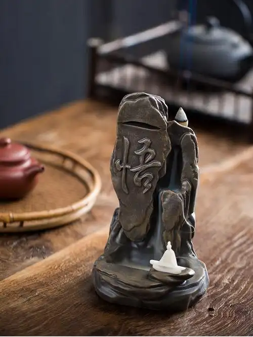 创意陶瓷悟道倒流香炉客厅家居禅意摆件沉香檀香塔香香薰炉工艺品