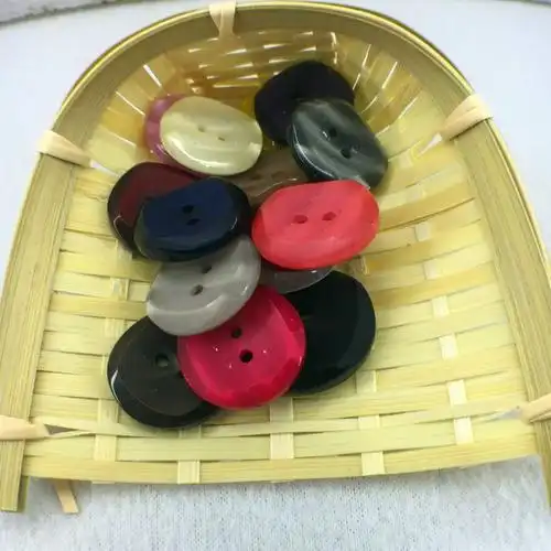 两眼彩色高档真波纹树脂纽扣 diy手工材料扣子服装装饰钮扣