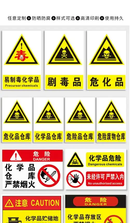 凌贵危化品标识危险品标志牌化学品标识牌危废仓库严禁烟火警示牌未经