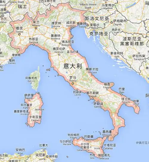 意大利地图地理位置