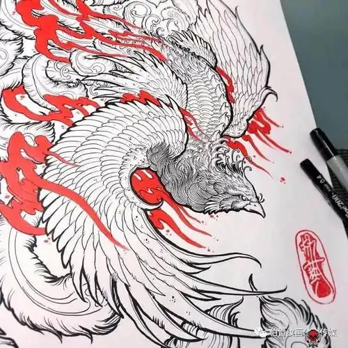 成都千灵刺青凤凰纹身手稿