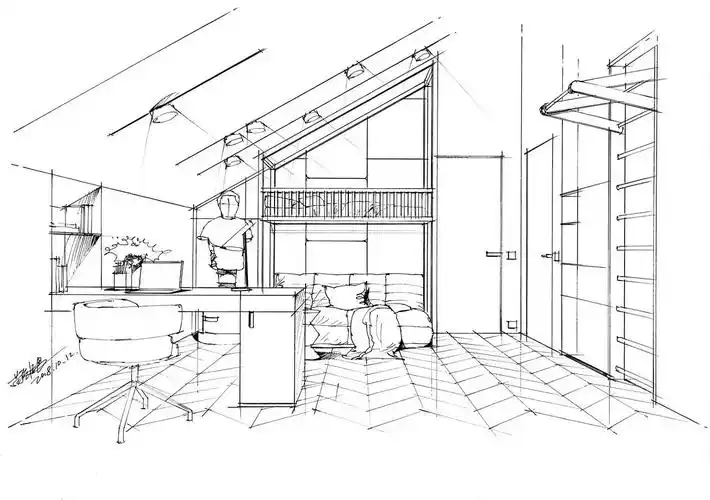 苗长银手绘—室内家装空间手绘线稿范例