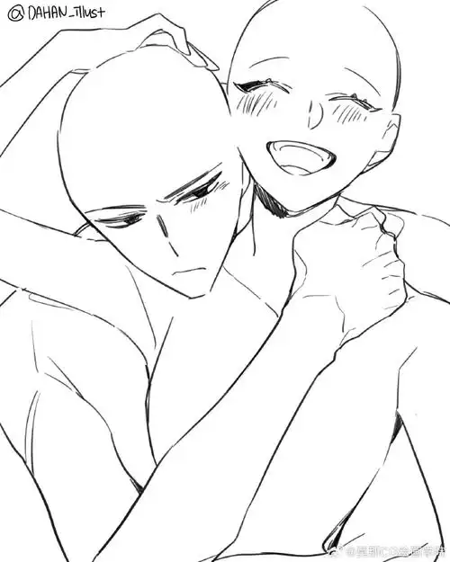 绘画超话#绘画素材##绘画参考#情侣双人模板参考