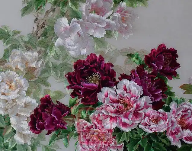 顾氏工艺牡丹刺绣花开苏绣富贵万红