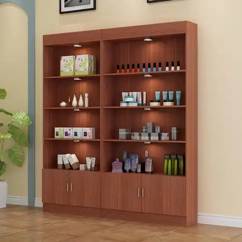 化妆品展示柜美甲柜子纳丽雅落地面膜架子展示架护肤品货架产品柜台