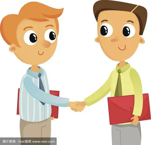 两个年轻的商人握手,孤立的白色