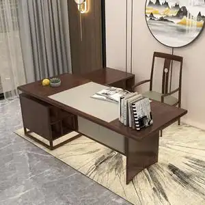 新中式全实木书桌乌金木办公桌子写字台简约现代书房家具大班台